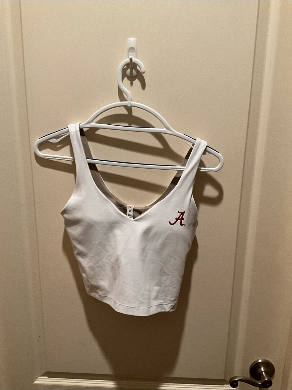 lululemon athletica White Cropped Tank with Crimson 'A' Logo